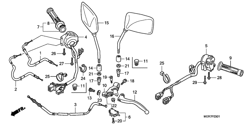Handle lever/switch/cable