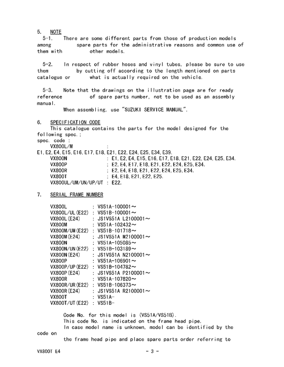 VX800 Catalog preface