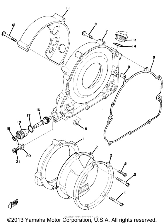 Crankcase cover - tachometer gear