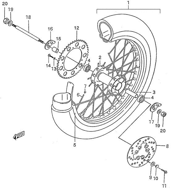 Rear wheel complete assy