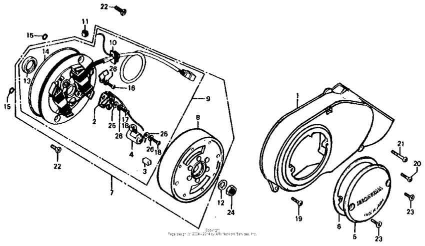 Left crankcase cover + alternator