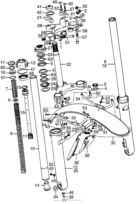 Front fork + front fender + steering stem k2