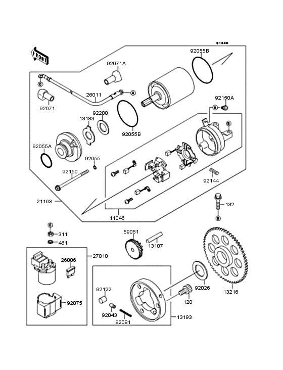 Starter motor/starter clutch