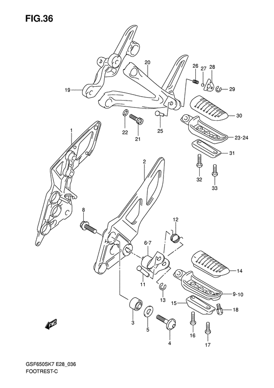 GSF650S Подножки