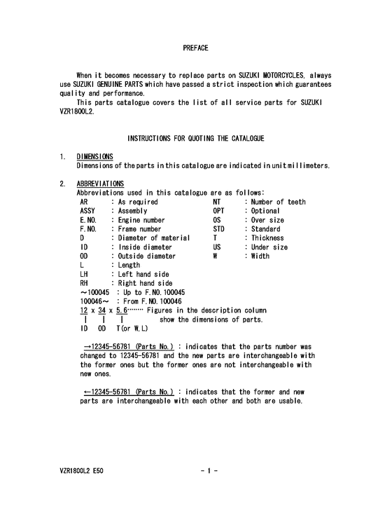 VZR1800 Catalog preface