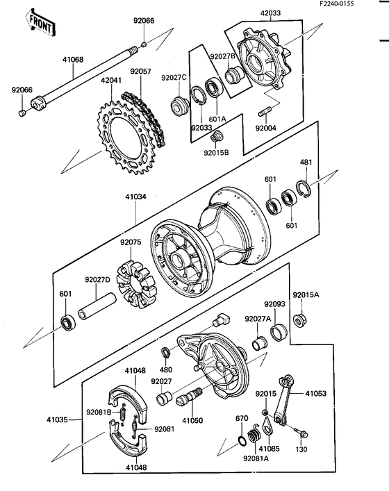 Rear hub/brake/chain