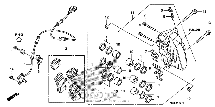 VFR1200F Передний тормоз правый