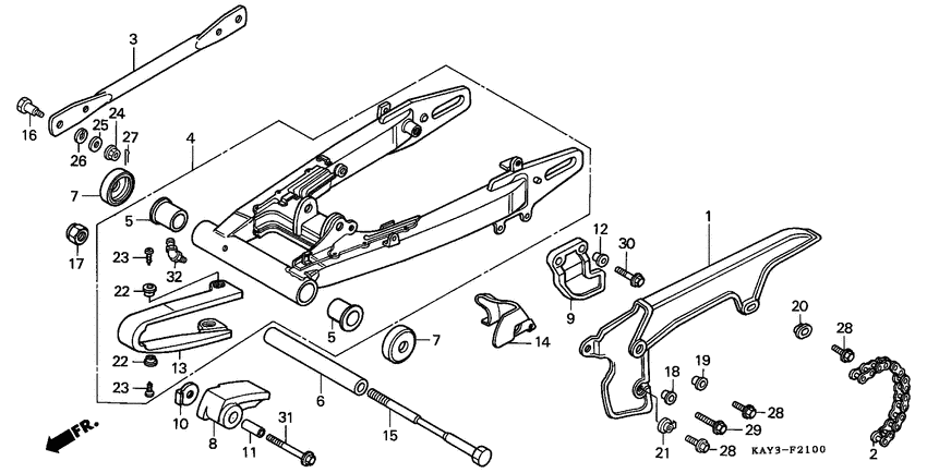 Rear fork/chain case