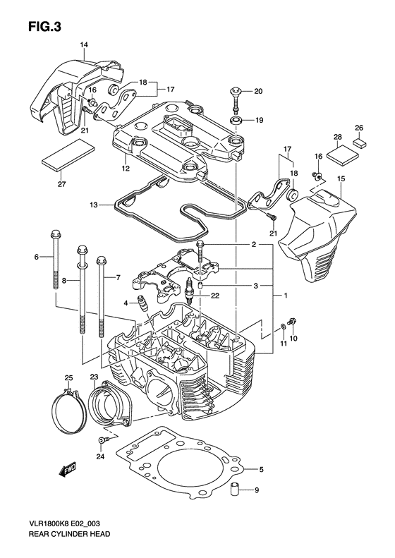 VLR1800 Задняя головка цилиндров