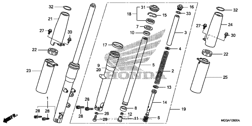 VT750C Передняя вилка