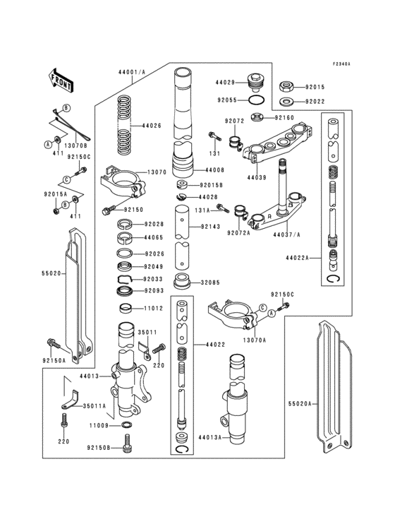 Front fork(1/2)(kdx125-a2)