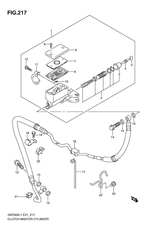 GSF650S Главный цилиндр сцепления