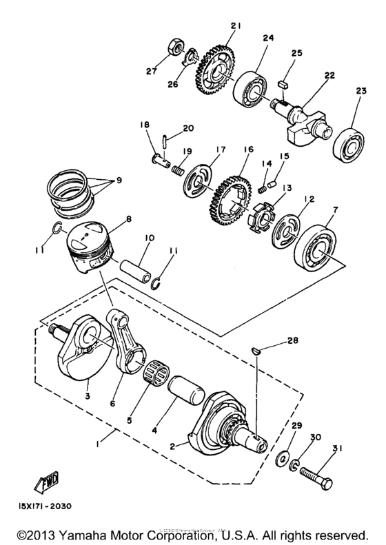 TW200KC Коленчатый вал и Поршень