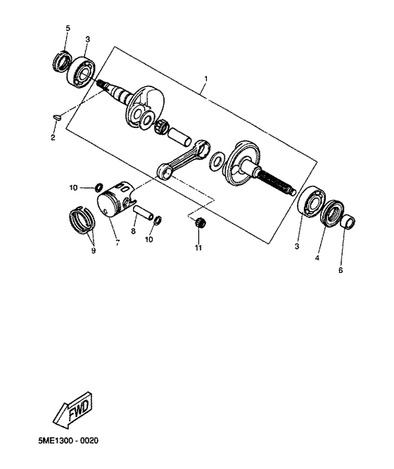 YQ100 Коленчатый вал и поршни