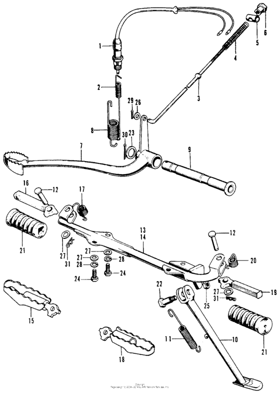 Step bar + side stand + brakepedal