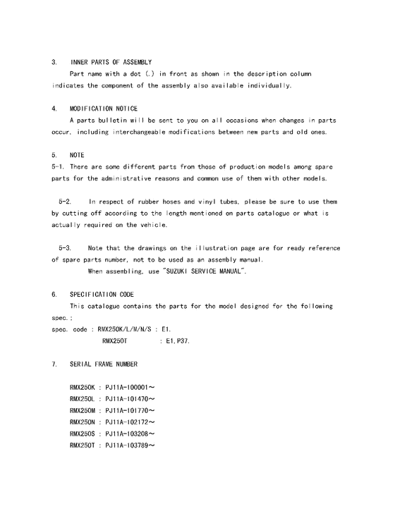 RMX250 Catalog preface