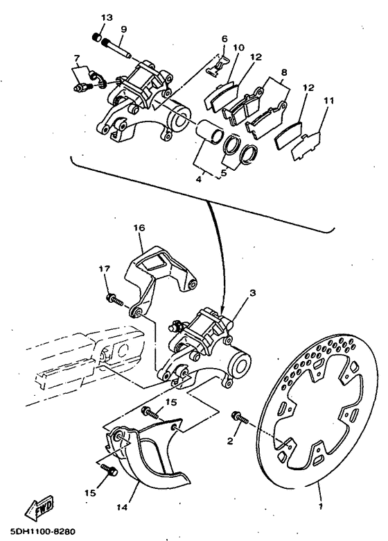 WR250Z Задний суппорт