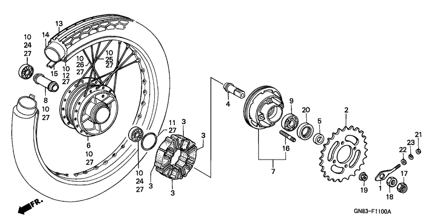Rear wheel complete assy