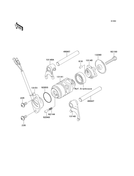Gear change drum/shift fork