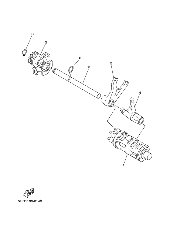 TTR90EV Shift cam & fork