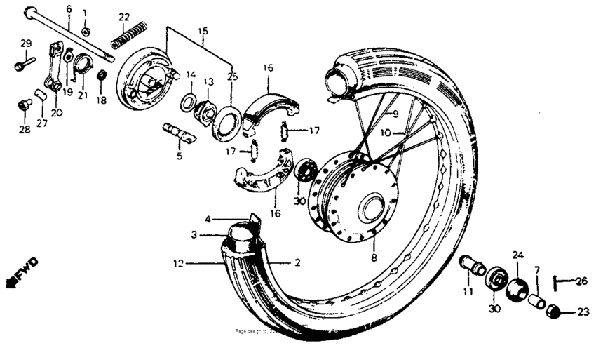 Front wheel + front brake panel