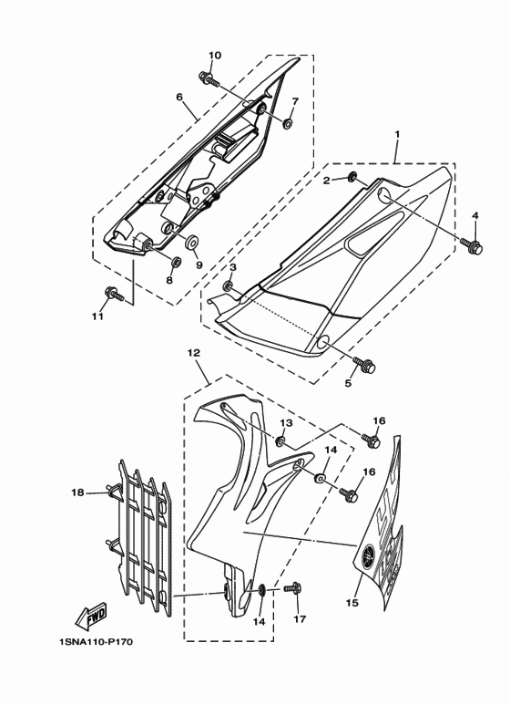 YZ85LW Боковые обтекатели