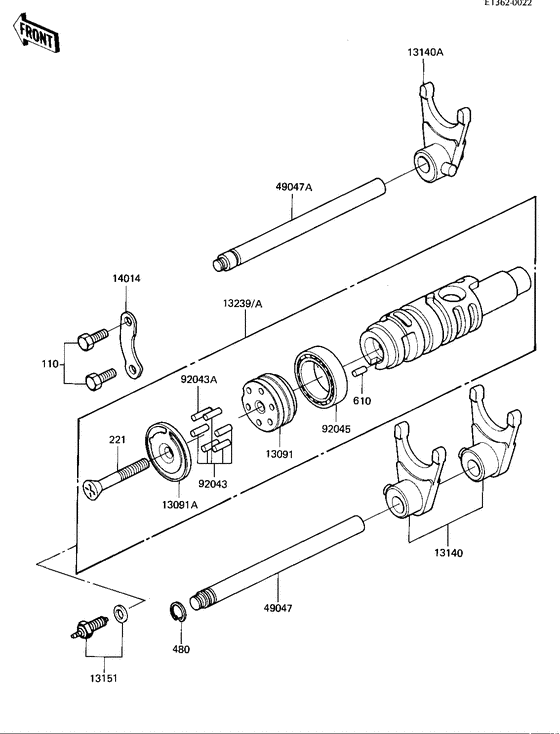 Gear change drum & forks