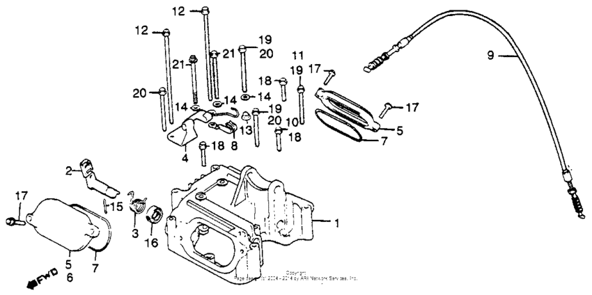 Cylinder head cover + decompression cable