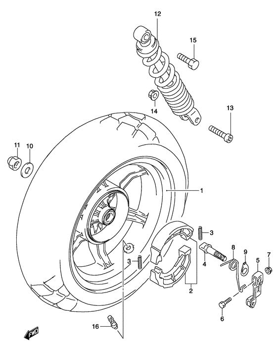 Rear wheel complete assy