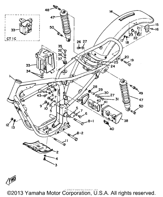 Frame, rear cushion & rear fender