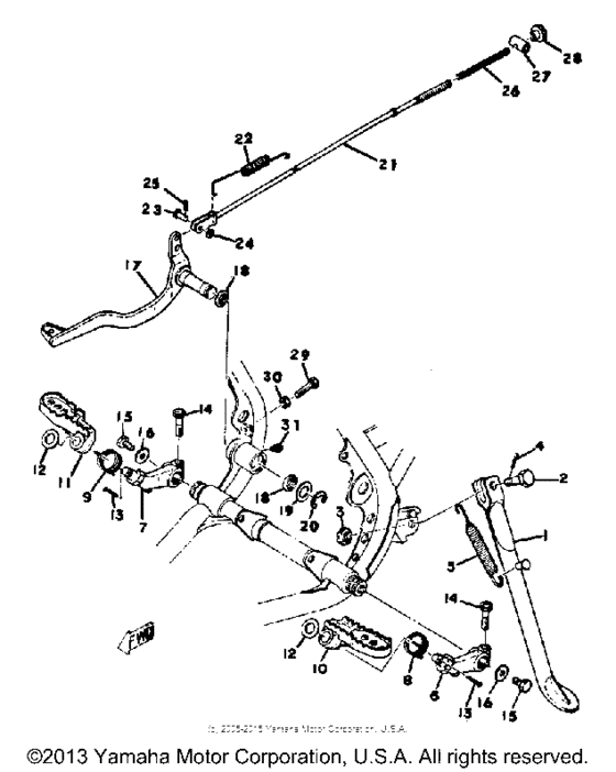 Stand-footrest-brake pedal