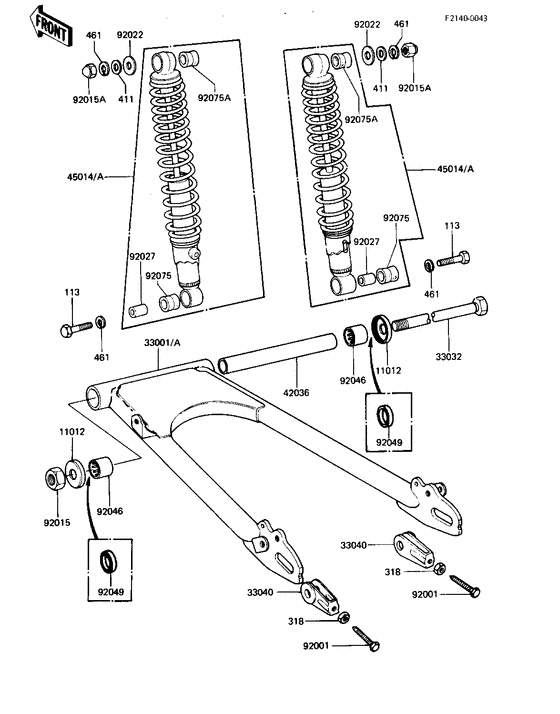 Swing arm/shock absorbers