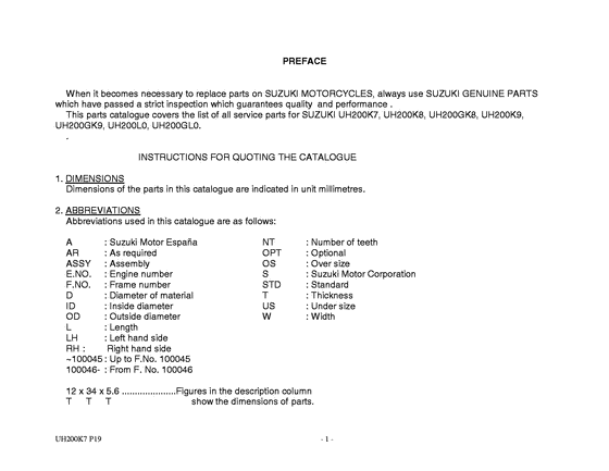 UH200 Catalog preface