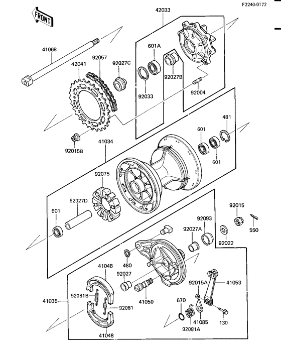 Rear hub/brake/chain