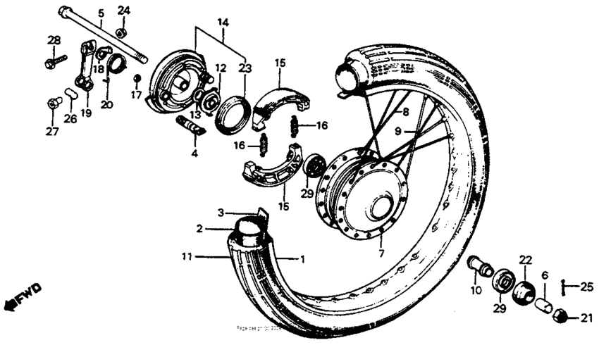 Front wheel + front brake panel