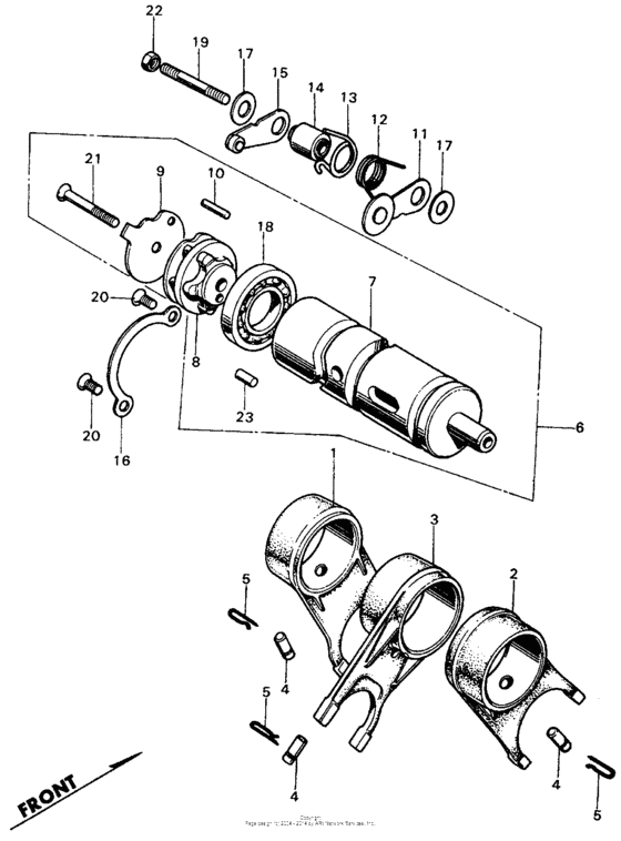Gearshift drum + shift fork