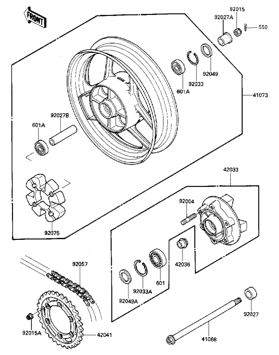 Rear wheel/hub/chain