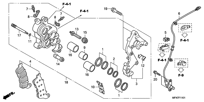 R. front brake caliper