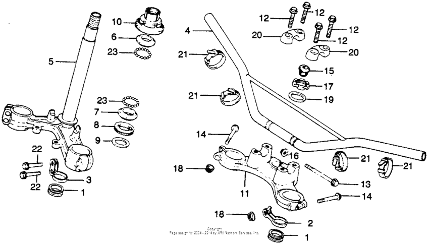 Handlebar + top bridge + steering stem