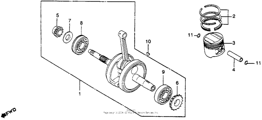 Piston + crankshaft