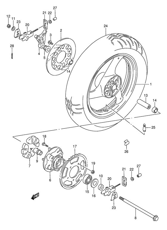 Rear wheel complete assy