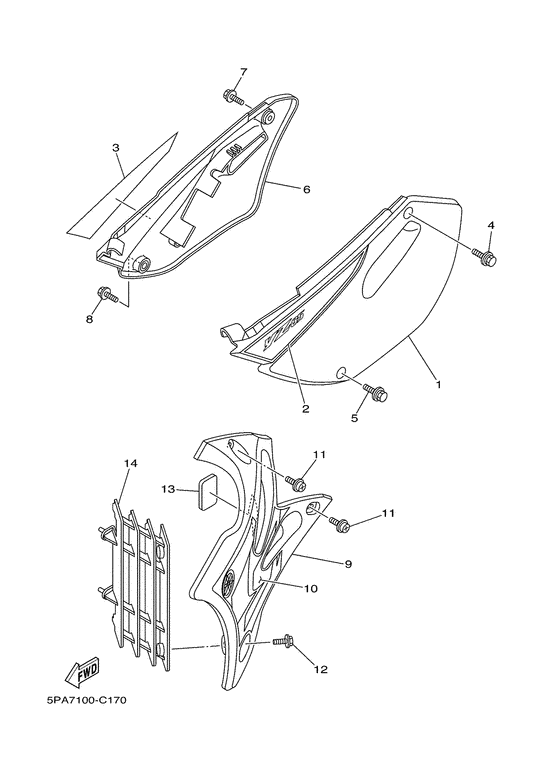 YZ85LW Боковые обтекатели