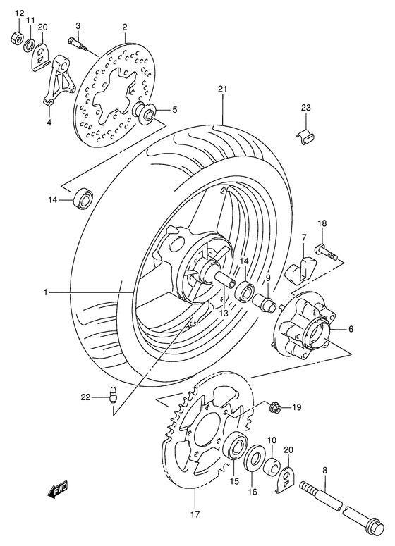 Rear wheel complete assy
