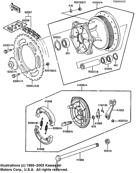 Rear hub/brake/chain