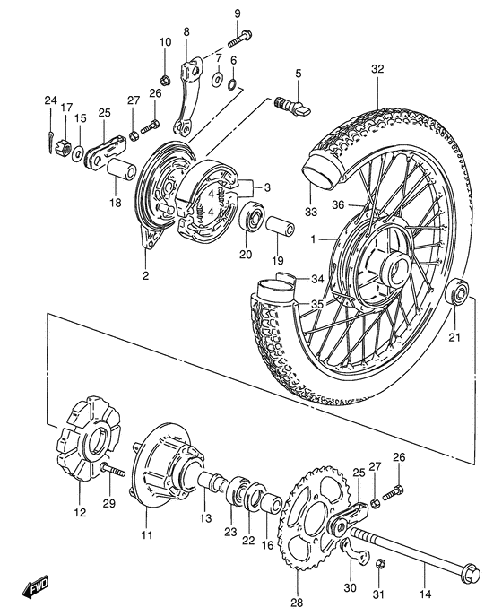 Rear wheel complete assy