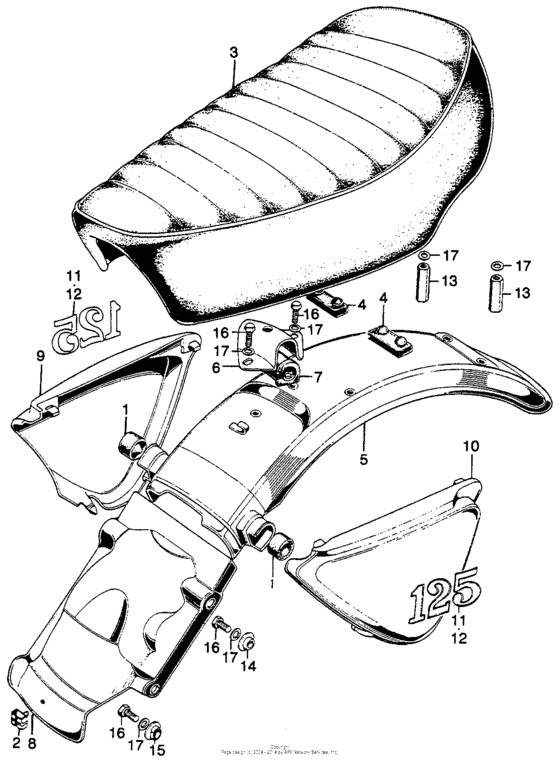 Seat + rear fender + side cover