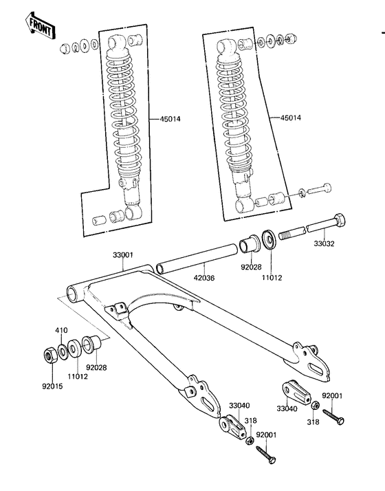 Swing arm/shock absorbers