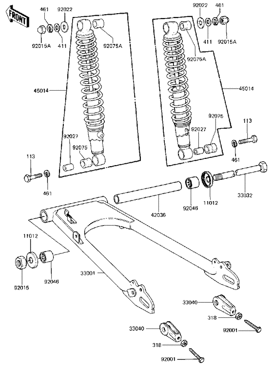 Swing arm/shock absorbers