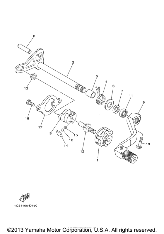 YZ125V Вал переключения