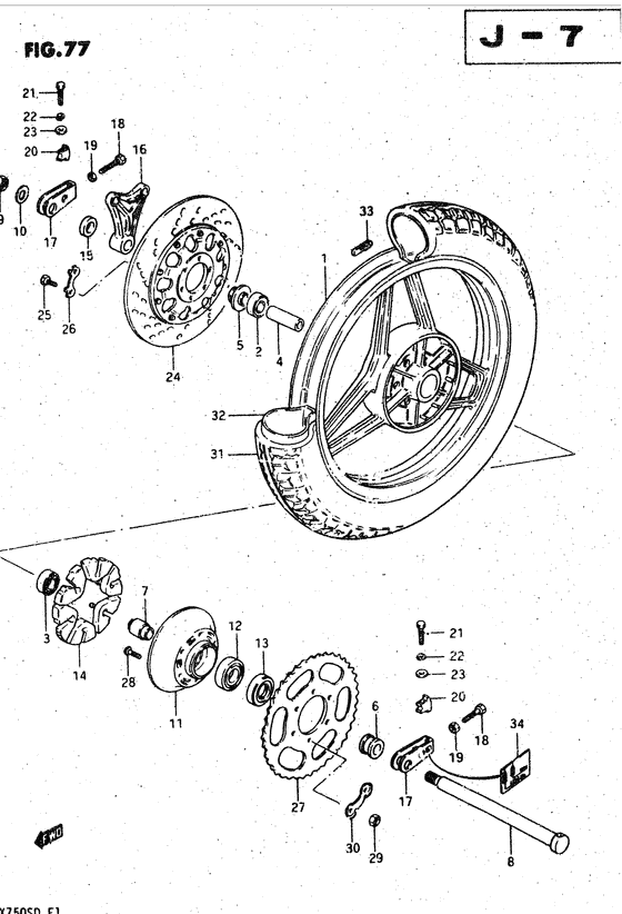 Rear wheel complete assy